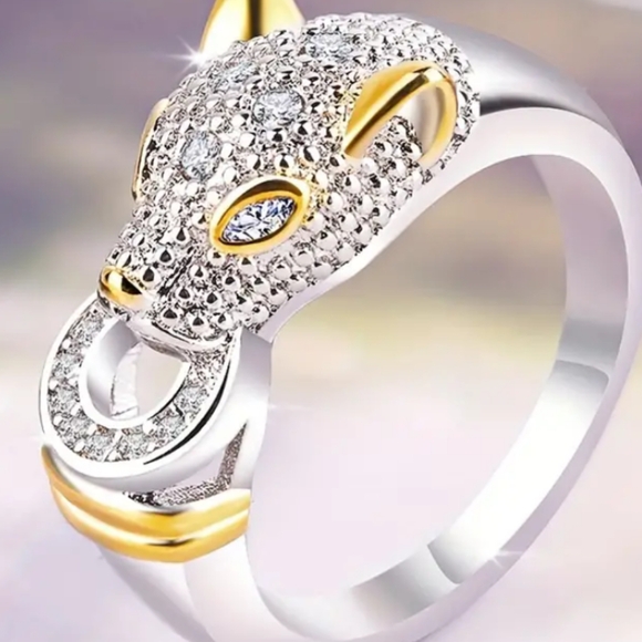 Other Jewelry - Panther Cubic Zirconia Two-Tone Silver Ring - New